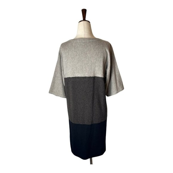 Neiman Marcus Cashmere Collection Brown‎ Colorblock Knit Tunic Sweater Dress S - Picture 2 of 10